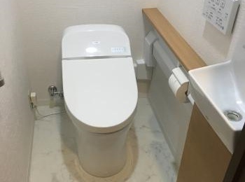 自動で便器にミストをふきつけて水のクッションを作り、汚れをつきにくくします。